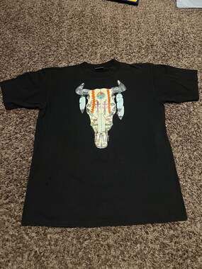 Vintage 90s Oneita Power-T Native American Graphic Bull Skull T-Shirt XL